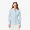 Lacoste Women's Slim Fit Stretch Poplin Shirt - 38 In Blue