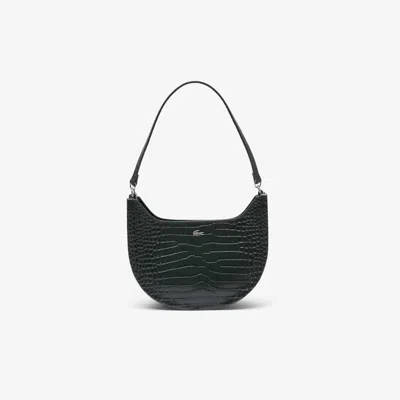 Lacoste Women's Small Chantaco Embossed Leather Half Moon Bag - One Size In Green