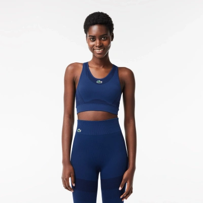 Lacoste Women's Sport Seamless Stretch Bra - Xl In Blue