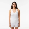 Lacoste Womenâs Slim Fit Organic Cotton Tank Top - 38 In White