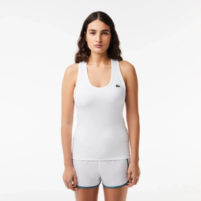 Lacoste Sport Ultra Dry Rib Knit Tank Top - 40 In White