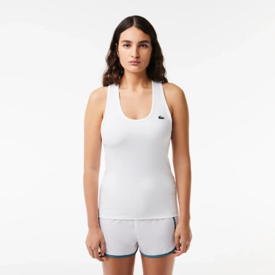 Lacoste Womenâs Sport Slim Fit Ribbed Tank - 40 In White