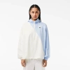 Lacoste Women's Stowable Hood Oversized Colorblock Track Jacket - 6 - 42 In White