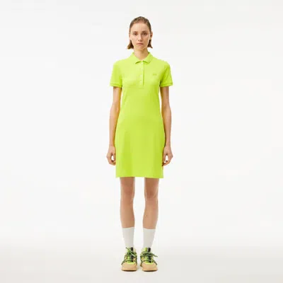 Lacoste Women's Slim Fit Stretch Mini Piqué Polo Dress - 38 In Yellow