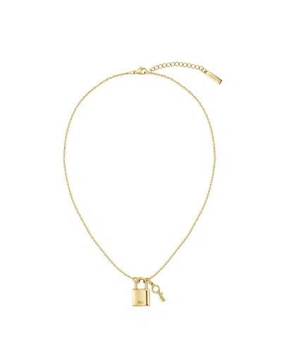 Lacoste Women's Symbol Gold-tone Stainless Steel Lock And Key Necklace