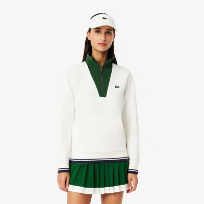 Lacoste Women's Tennis Heritage Uv Protect Sweatshirt - 40 In White