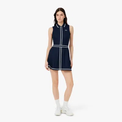 Lacoste Women's Ultra Dry Heritage Trim Golf Dress - 34 In Blue