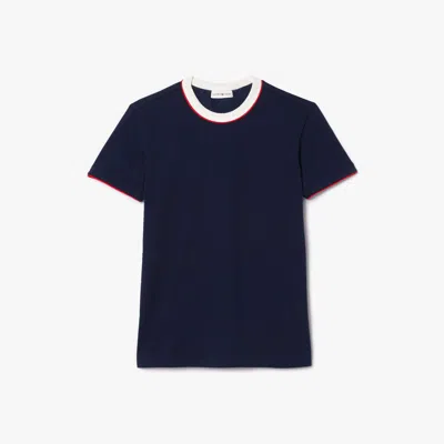 Lacoste Women's Ultra Dry Tennis Heritage Badge T-shirt - 44 In Blue