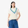 Lacoste V-neck Cable Knit Vest In White