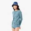 Lacoste Women's Wash Effect Cable Knit Cardigan - 32 In Blue
