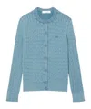 Lacoste Women's Wash Effect Cable Knit Cardigan - 32 In Blue