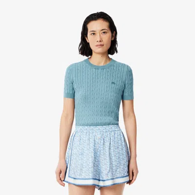 LACOSTE WOMEN'S WASH EFFECT CABLE KNIT SWEATER - 32