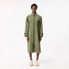 Lacoste Womens Khaki Maxi Trench  Logo-patch Stretch-ripstop Coat In Green