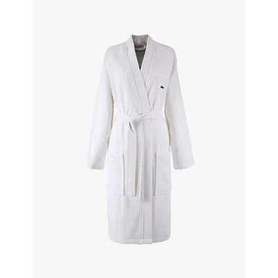 Lacoste Womens White L Défilé Logo-embroidered Cotton Bathrobe Xl