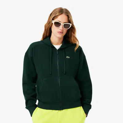 Lacoste Women's Zip-up Piqué Hoodie - 34 In Green