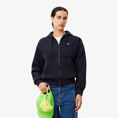 Lacoste Women's Zip-up Piqué Hoodie - 42 In Blue