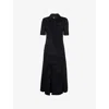 Lacoste Womens  Fluffy Polo-collar Knitted Maxi Dress In Black