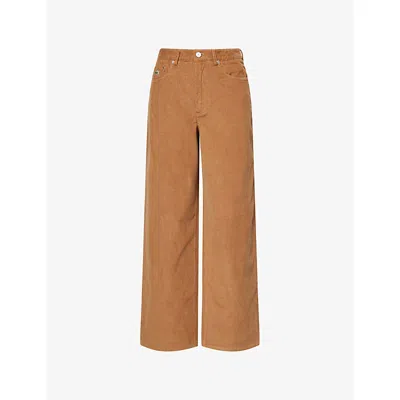 Lacoste Womens Brown Straight-leg Mid-rise Cotton Corduroy Trousers Xs