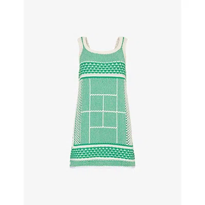 Lacoste Womens Lana Sleeveless Knitted Mini Dress Green