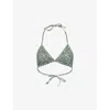Lacoste Strappy Bikini Top With All Over Croc Print - Part Of A Set-green In Green