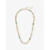 Lacoste Womens Gold And Green Crocodile Cuban Chain Stainless Steel Necklace In Gold