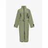 Lacoste Womens Khaki Maxi Trench  Logo-patch Stretch-ripstop Coat In Khaki