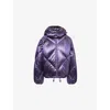 Lacoste Womens Purple Hooded Shell Puffer Jacket In Purple