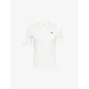 Lacoste Womens White Pointelle Short-sleeve Cotton Knitted Polo Top Xs In White