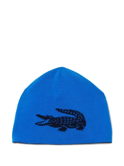 Lacoste Wool Beanie Hat In Blue
