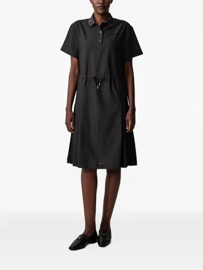 Lacoste Wool Blend Pleated Polo Dress In 그레이