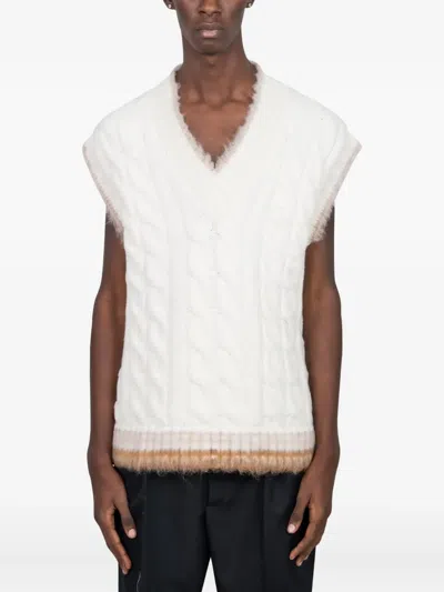 Lacoste Wool Cable-knit Sweater In White