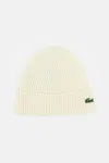 Lacoste Knitted Beanie Cream In White