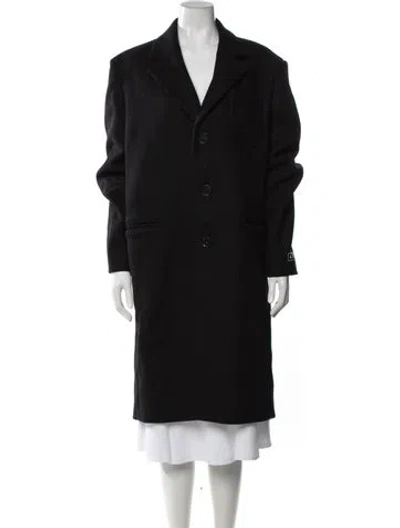 Pre-owned Lacoste Wool Coat In Black