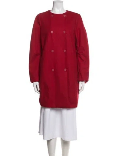 Pre-owned Lacoste Wool Coat In Red