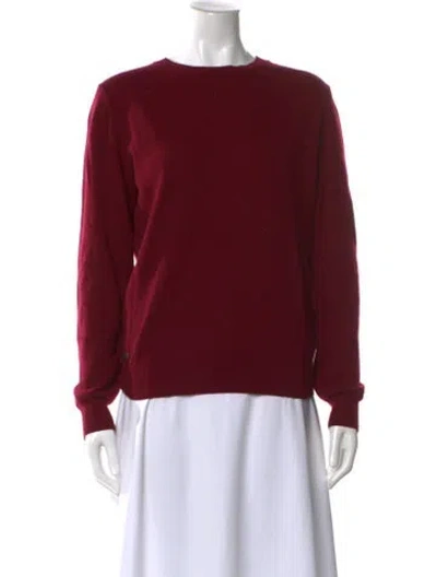 Pre-owned Lacoste Wool Crew Neck Sweater In Burgundy