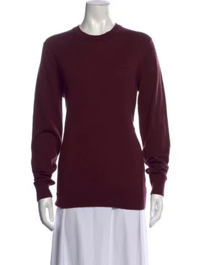 Pre-owned Lacoste Wool Crew Neck Sweater In Burgundy