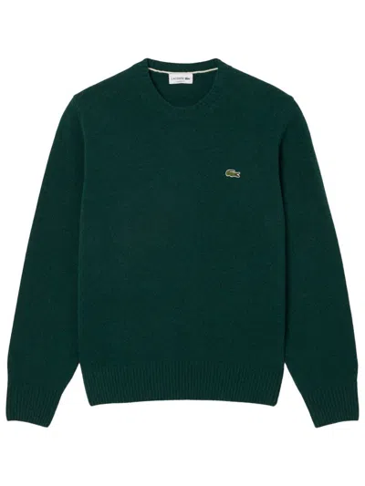 Lacoste Wool Crew Neck Sweater In Green