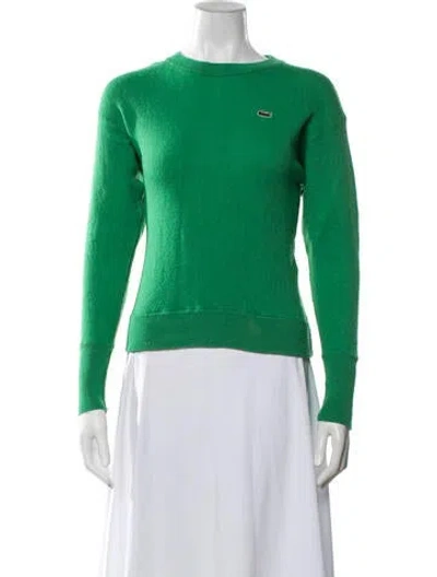 Pre-owned Lacoste Wool Crew Neck Sweater In Green