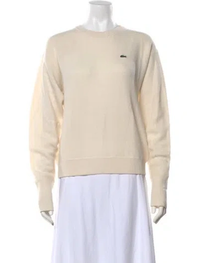 Pre-owned Lacoste Wool Crew Neck Sweater In Neutral