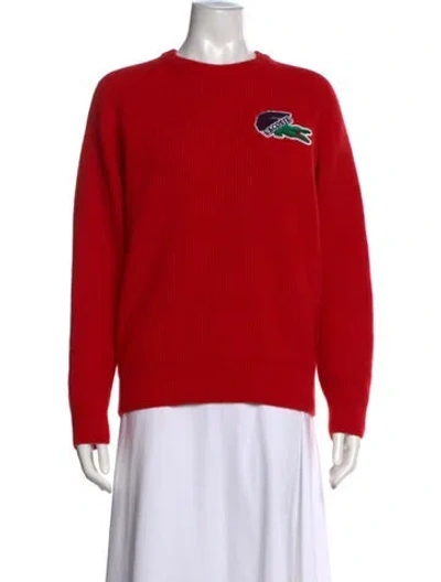 Pre-owned Lacoste Wool Crew Neck Sweater In Red