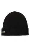 Lacoste Wool Cuff Beanie In Black