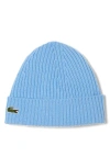 Lacoste Wool Cuff Beanie In Blue