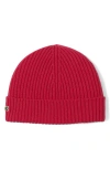 Lacoste Wool Cuff Beanie In Red
