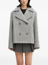Lacoste Wool Double-breasted Short Coat In Gray