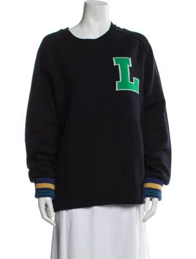 Pre-owned Lacoste Wool Graphic Print Sweater In Blue