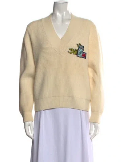 Pre-owned Lacoste Wool Graphic Print Sweater In Neutrals