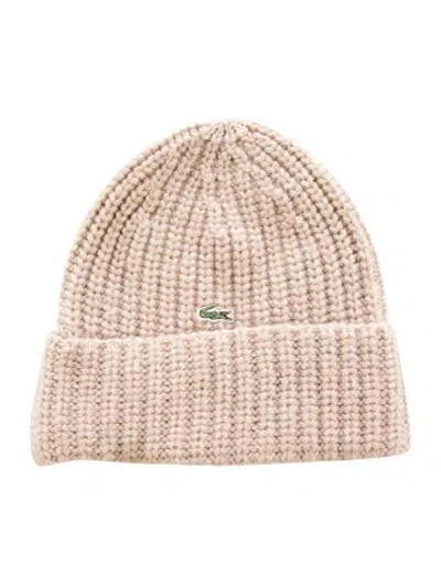 Pre-owned Lacoste Wool Kinit Beanie In Brown