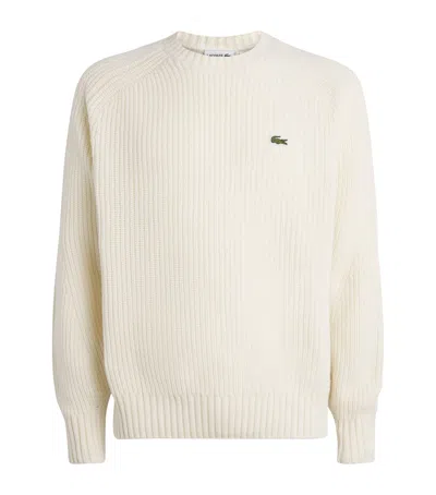 Lacoste Wool Logo Sweater In White