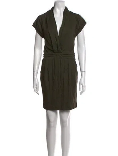 Pre-owned Lacoste Wool Mini Dress In Green