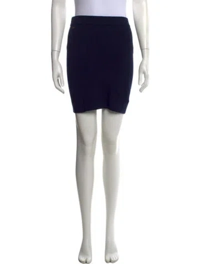 Pre-owned Lacoste Wool Mini Skirt In Blue